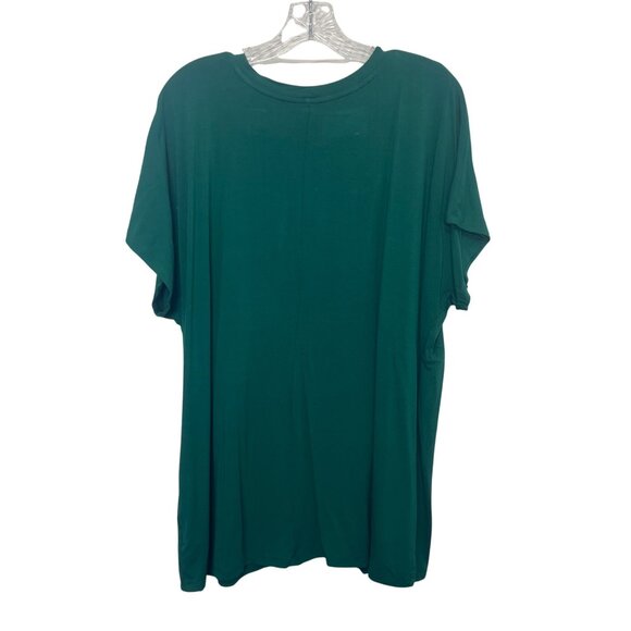 Ava & Viv Draped Knot Front Top Womens 1X Green New Short Sleeves - Picture 2 of 8